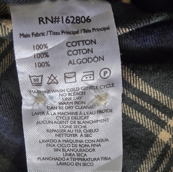 Cotton & Co. Plaid Green/Blue Medium Mens Flannel Long Sleeve Button Down Shirt - Picture 9 of 9